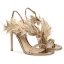 Sexy Champagne Prom Cocktail Party Womens Sandals 2022 Leather Feather Rhinestone 9 cm Stiletto Heels Open / Peep Toe Womens Sandals High Heels