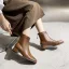 Vintage Beige Strassenmode Winter Stiefel Damen 2022 3 cm Thick Heels Low Heel Quadratische Zehe Stiefel