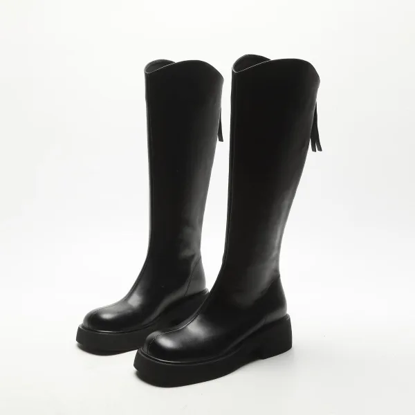 Vintage / Retro Brown Winter Street Wear Womens Boots 2022 Leather Round Toe Waterproof Flat Boots