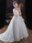 Fashion Silver Beading Sequins Lace Flower Birthday Flower Girl Dresses 2022 A-Line / Princess High Neck Short Sleeve Floor-Length / Long Flower Girl Dresses