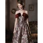 Vintage / Retro Burgundy Embroidered Velour Prom Dresses 2022 A-Line / Princess Off-The-Shoulder Short Sleeve Backless Floor-Length / Long Formal Dresses