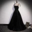 Chic / Beautiful Black Prom Dresses 2022 A-Line / Princess Spaghetti Straps Beading Sleeveless Backless Floor-Length / Long Formal Dresses