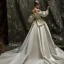 High-end Ivory Bow Satin Wedding Dresses 2022 Ball Gown Off-The-Shoulder Puffy Long Sleeve Backless Royal Train Wedding