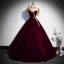 Chinese style Dark Green Suede Prom Dresses 2022 High Neck Beading Sequins Short Sleeve Rhinestone Tassel Floor-Length / Long Formal Dresses