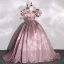 Classy Sage Green Satin Prom Dresses 2022 Ball Gown Square Neckline Puffy Short Sleeve Backless Bow Floor-Length / Long Formal Dresses