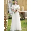Elegant White Sequins Lace Flower Beach Wedding Dresses 2022 A-Line / Princess High Neck Short Sleeve Backless Floor-Length / Long Wedding