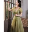 Chic / Belle Vert Trèfle Robe De Bal 2022 Princesse Encolure Carrée Perlage Paillettes Manches Courtes Dos Nu Longue Robe De Ceremonie