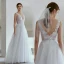 Light White Beading Lace Flower Beach Wedding Dresses 2022 A-Line / Princess V-Neck Sleeveless Backless Floor-Length / Long Wedding