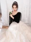 Fashion Black Prom Dresses 2022 A-Line / Princess Square Neckline Star Sequins 3/4 Sleeve Backless Floor-Length / Long Formal Dresses