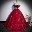 Mode Burgunderrot Ballkleider 2022 Ballkleid Kurze Ärmel Rückenfreies Off Shoulder Perlenstickerei Perle Pailletten Lange Festliche Kleider