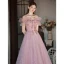 Chic / Belle Rougissant Rose Perlage Paillettes Robe De Bal 2022 Princesse Volants De l'épaule Manches Courtes Dos Nu Longue Robe De Ceremonie