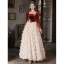 Luxury / Gorgeous Burgundy Suede Ruffle Prom Dresses 2022 A-Line / Princess Off-The-Shoulder Lace Flower Appliques Long Sleeve Backless Floor-Length / Long Prom Formal Dresses
