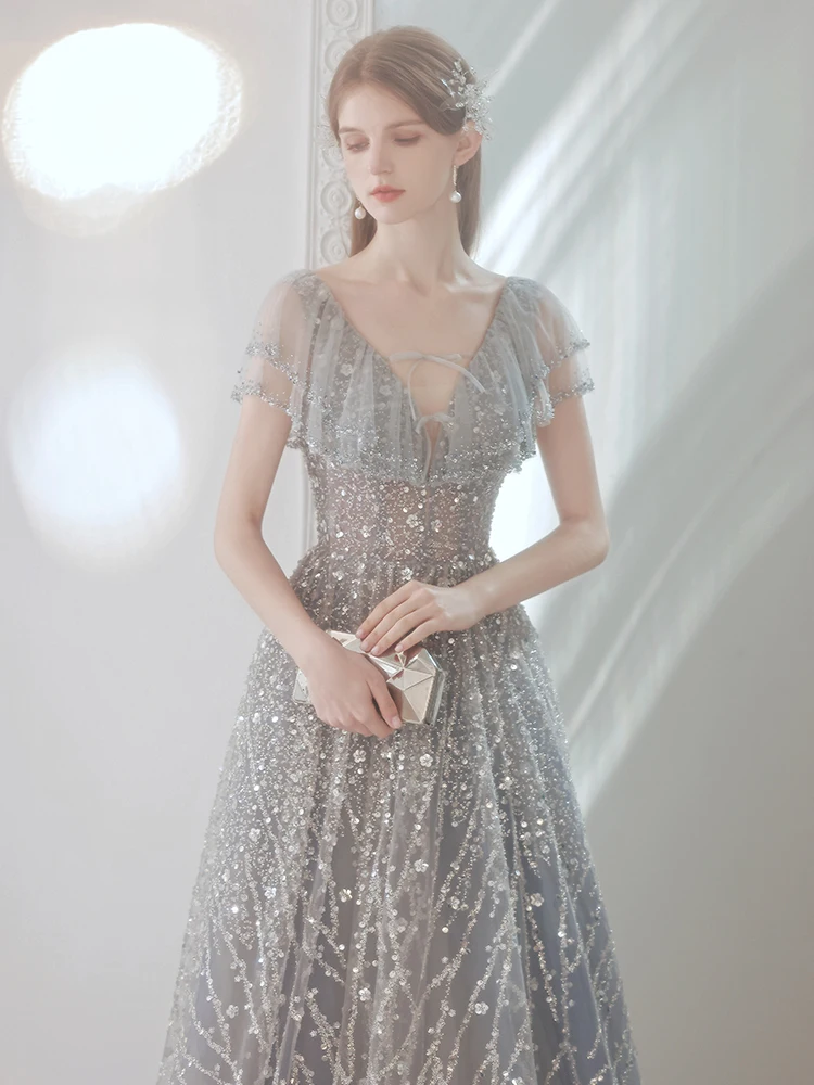 slim fit dress slacks Short A-Line Prom Dress with Glitter Tulle