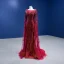 High-end Vintage / Retro Burgundy Beading Sequins Evening Dresses 2022 Trumpet / Mermaid Scoop Neck Court Train Long Sleeve Formal Dresses