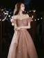 Charmant Rose Bonbon Glitter Faux Diamant Robe De Bal 2022 Princesse De l'épaule Manches Courtes Dos Nu Longue Robe De Ceremonie