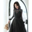 Chic / Belle Noire Perlage Faux Diamant Paillettes Robe De Bal 2022 Princesse Encolure Dégagée Manches Longues Dos Nu Longue Robe De Ceremonie