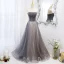 Charming Grey Prom Dresses 2022 A-Line / Princess High Neck Beading Rhinestone Sleeveless Backless Floor-Length / Long Formal Dresses