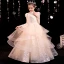 Sparkly Champagne Birthday Beading Rhinestone Sequins Flower Girl Dresses 2022 Ball Gown High Neck Long Sleeve Cascading Ruffles Floor-Length / Long Flower Girl Dresses