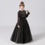 Chic / Beautiful Burgundy Sequins Birthday Flower Girl Dresses 2022 A-Line / Princess Scoop Neck Sash Bow Long Sleeve Floor-Length / Long Flower Girl Dresses