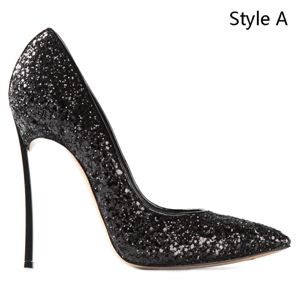 Glitter Witte Pailletten Bruidsschoenen 2019 12 cm Naaldhakken / Stiletto Spitse Neus Huwelijk Pumps
