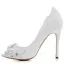 Charming White Wedding Shoes 2020 Rhinestone Lace Flower 12 cm Stiletto Heels Open / Peep Toe Wedding Pumps