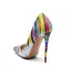 Mode Multifarben Strassenmode Gestreift Gekritzel Pumps 2020 12 cm Stilettos Spitzschuh Pumps
