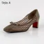 Fashion Black Casual Leather Pumps 2020 Rhinestone Bow 7 cm Thick Heels Square Toe Pumps
