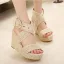 Roman Brown Street Wear Braid Womens Sandals 2020 Ankle Strap 10 cm Wedges Open / Peep Toe Sandals