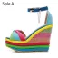 Fashion Casual Braid Rainbow Womens Sandals 2020 Ankle Strap 13 cm Wedges Open / Peep Toe Sandals