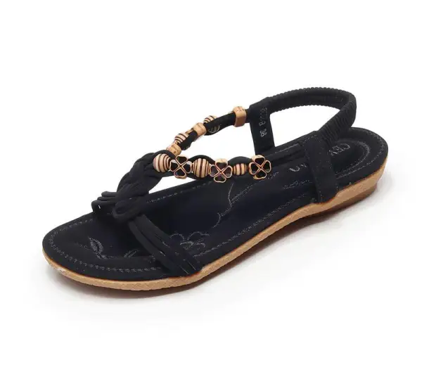 Bohême Romain Beige Plage Pantoufle & Tongs 2020 Peep Toes / Bout Ouvert Plate Chaussures Femmes