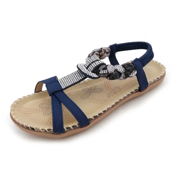 Bohême Romain Beige Plage Pantoufle & Tongs 2020 Faux Diamant Peep Toes / Bout Ouvert Plate Chaussures Femmes