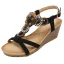 Beige Plage PU Tomber Printemps Été Perlage Compensées 6 cm Sandales 6 cm Peep Toes / Bout Ouvert Bohême 2020 Sandales Femme