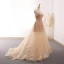 Chic / Belle Champagne Robe De Soirée 2018 Princesse Étoile Papillon Encolure Dégagée Dos Nu Sans Manches Tribunal Train Robe De Ceremonie