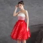 Charmant Rouge Robe De Fete Robe De Cocktail 2021 Princesse Bustier Sans Manches Dos Nu Mi-Longues Cocktail Robe De Ceremonie