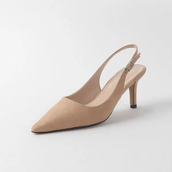 Schlicht Königliches Blau Büro OL Slingpumps Sandalen Damen 2020 Wildleder 10 cm Stilettos Spitzschuh Sandaletten