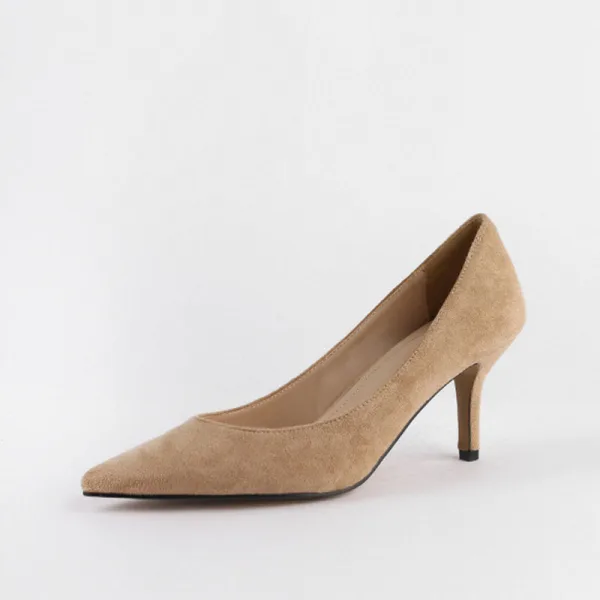 Schlicht Schwarz Strassenmode Wildleder Pumps 2020 8 cm Stilettos Spitzschuh Pumps