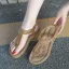 Piękne Czarne Plaża Płaskie Pantofle & Klapki 2020 Rhinestone Peep Toe Buty Damskie
