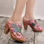 Chic / Beautiful Candy Pink Outdoor / Garden Leather Flower Womens Sandals 2020 8 cm Thick Heels Open / Peep Toe Sandals