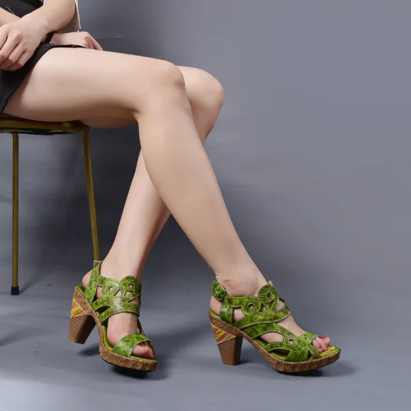 Chic / Beautiful Candy Pink Street Wear Leather Womens Sandals 2020 8 cm Thick Heels Platform Open / Peep Toe Sandals