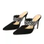 Fashion Summer Black Casual Suede Womens Sandals 2020 Leather Rhinestone 10 cm Stiletto Heels Pointed Toe Sandals