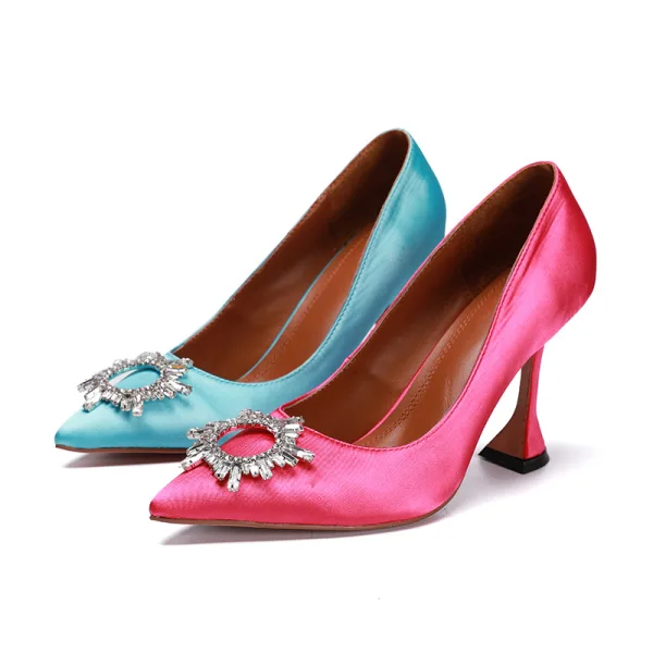 Snygga / Fina Limegrön Tidsbeställning Rhinestone Pumps 2020 10 cm Stilettklackar Spetsiga Pumps