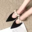 Chic / Beautiful Black Pearl Dating Womens Sandals 2020 Suede 6 cm Stiletto Heels Pointed Toe Sandals