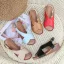 Romersk Sommar Aprikos / Beige Stranden Sandaler Dam 2020 4 cm Kilklackar Låg Klack Peep Toe Sandaler