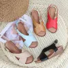 Romeins Zomer Abrikoos / Beige Strand Sandalen Dames 2020 4 cm Sleehakken Lage Hak Peep Toe Sandalen