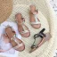 Bohemliv Champagne Stranden Rhinestone Sandaler Dam 2020 T-Rem 4 cm Kilklackar Låg Klack Peep Toe Sandaler