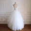 Chic / Beautiful White Wedding Dresses 2018 Ball Gown Lace Flower Beading Pearl Rhinestone Detachable Off-The-Shoulder Backless Sleeveless Floor-Length / Long Wedding