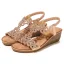 Böhmen Champagner Strand Sandalen Damen 2020 Strass 5 cm Keilabsatz Peeptoes Sandaletten