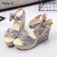 Affordable Outdoor / Garden Black Floral Womens Sandals 2020 Bow 11 cm Wedges Open / Peep Toe Sandals