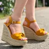 Affordable Clover Green Street Wear Braid Womens Sandals 2020 11 cm Wedges Open / Peep Toe Sandals