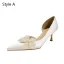 Elegant Ivory Wedding Shoes 2020 Leather Pearl Flower 5 cm Stiletto Heels Pointed Toe Wedding Pumps